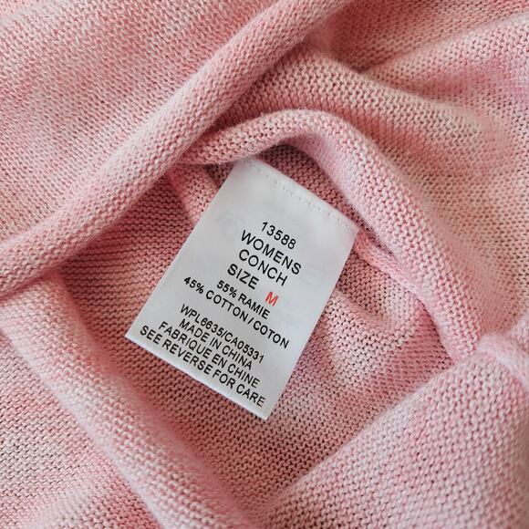 Woolrich Women's Ramie Cotton Blend Sweater Petal Pink Tie Neck Lightweight M - Picture 9 of 12